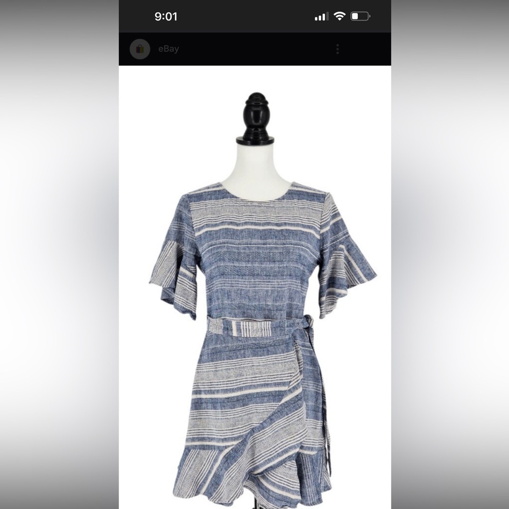 Express Blue Ruffled Off-the-Shoulder Sundress caja 1 - Picture 5 of 6